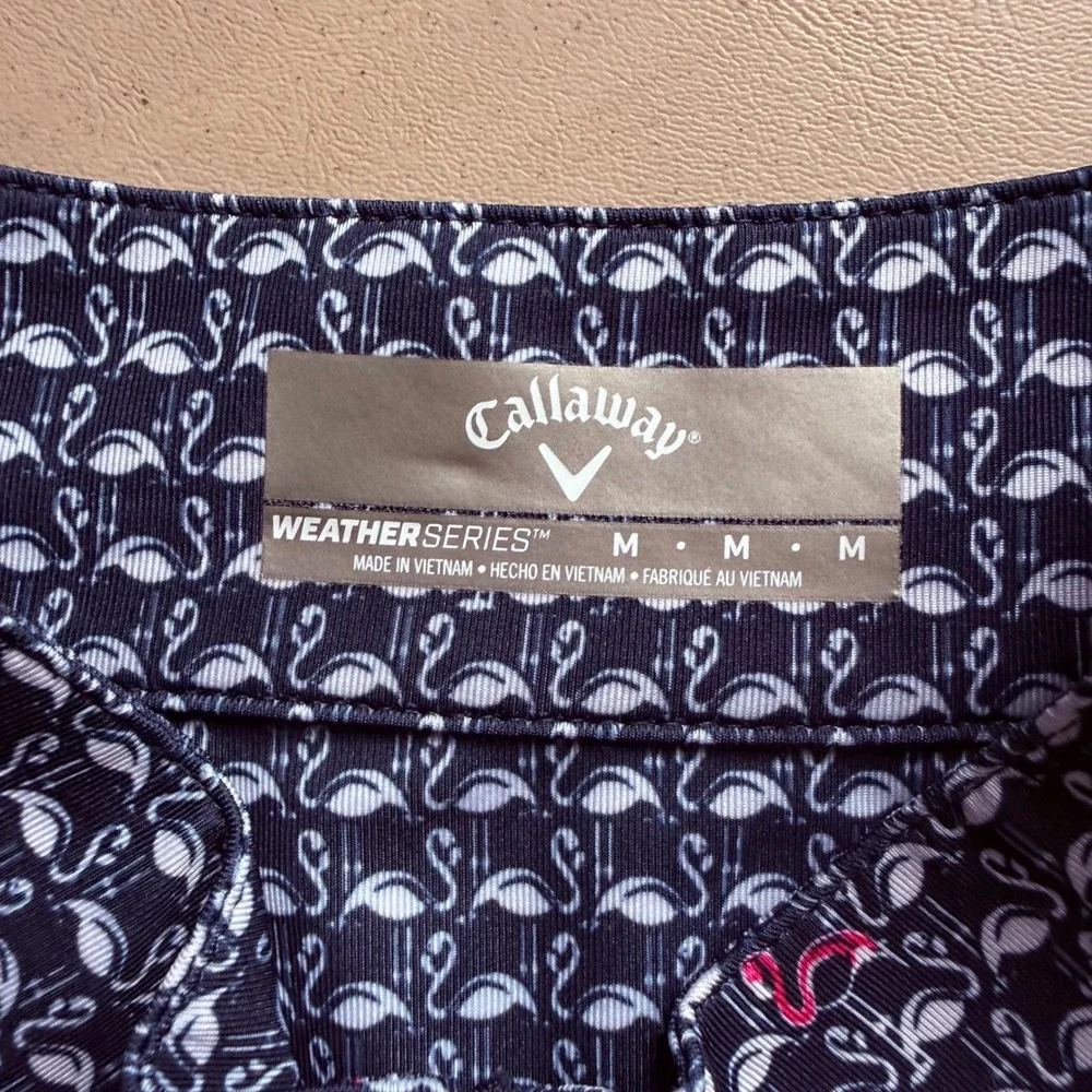 Callaway Flamingo Quarter Zip Pullover Womens M Navy Blue Golf Summer preppy - Picture 5 of 7